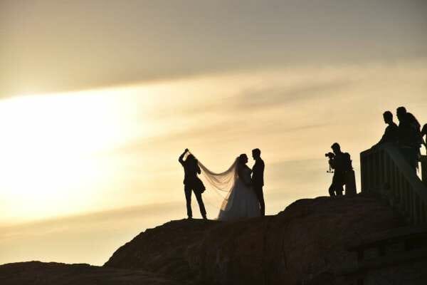 Wedding photograph in silhouette